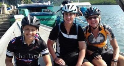 Karen Allworthy & Geoff Messenger Cycling on the  tour with redspokes